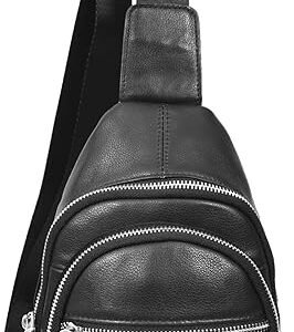 Chest Bag in Genuine Leather, Black, Small