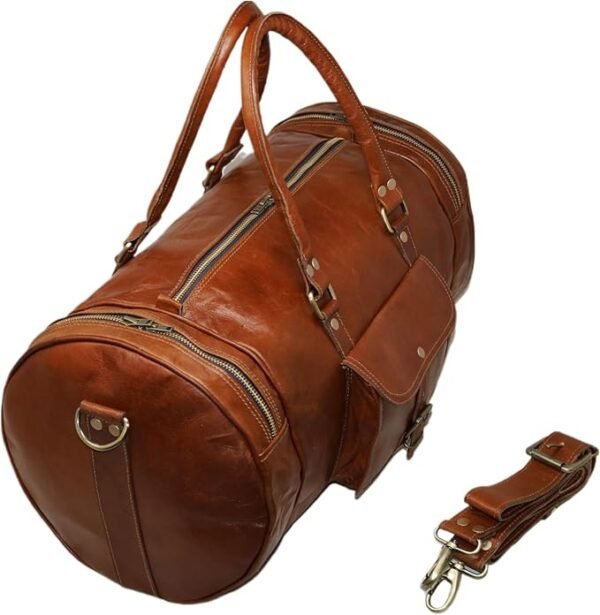 Leather Travel Duffle Bag - Image 2