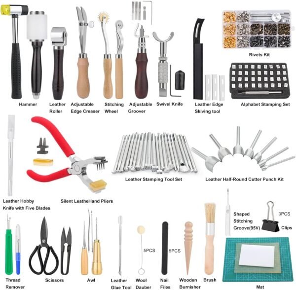 Mayboos 447-Piece Leather Working Tools & Supplies Kit - Image 2